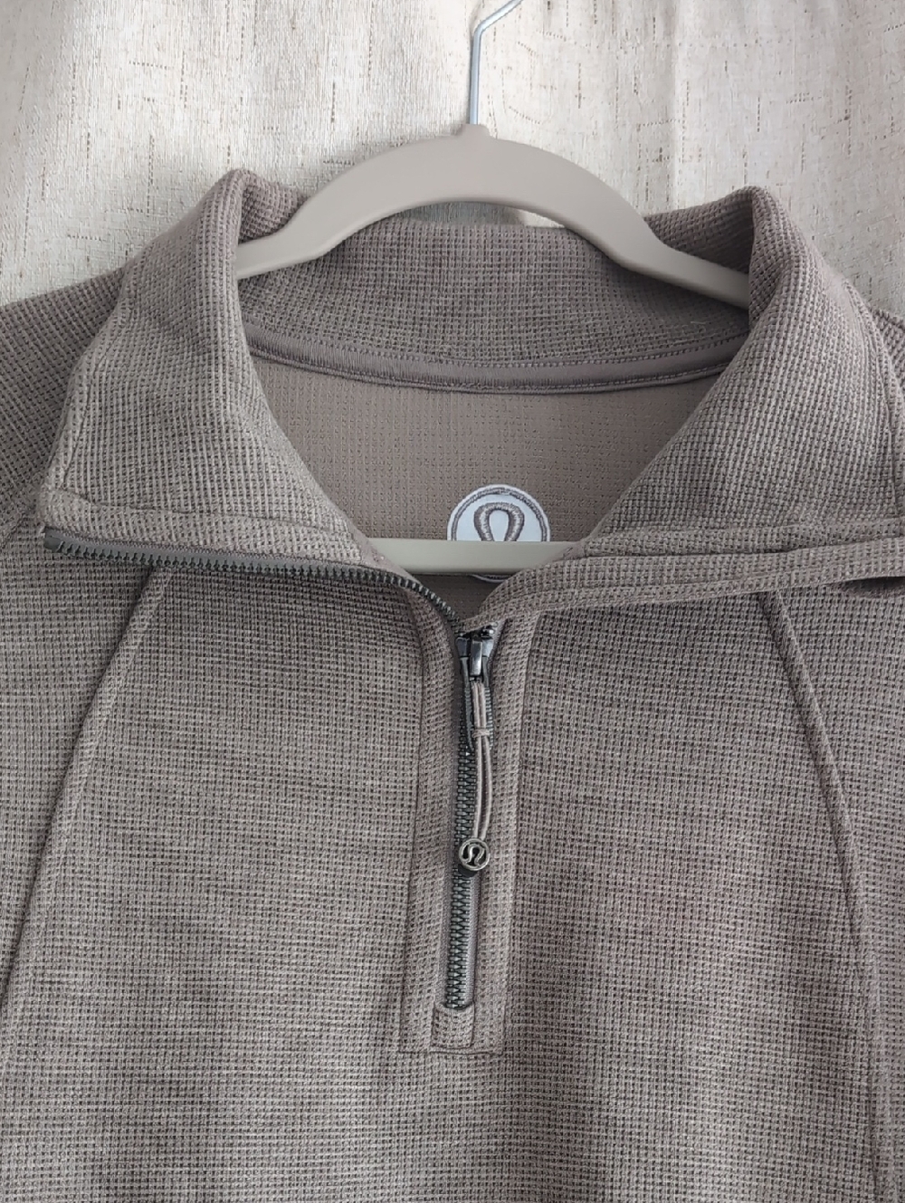 Lululemon Scuba Cropped Funnel-Neck Half Zip Waffle Heathered Warm Ash Grey - Picture 4 of 15